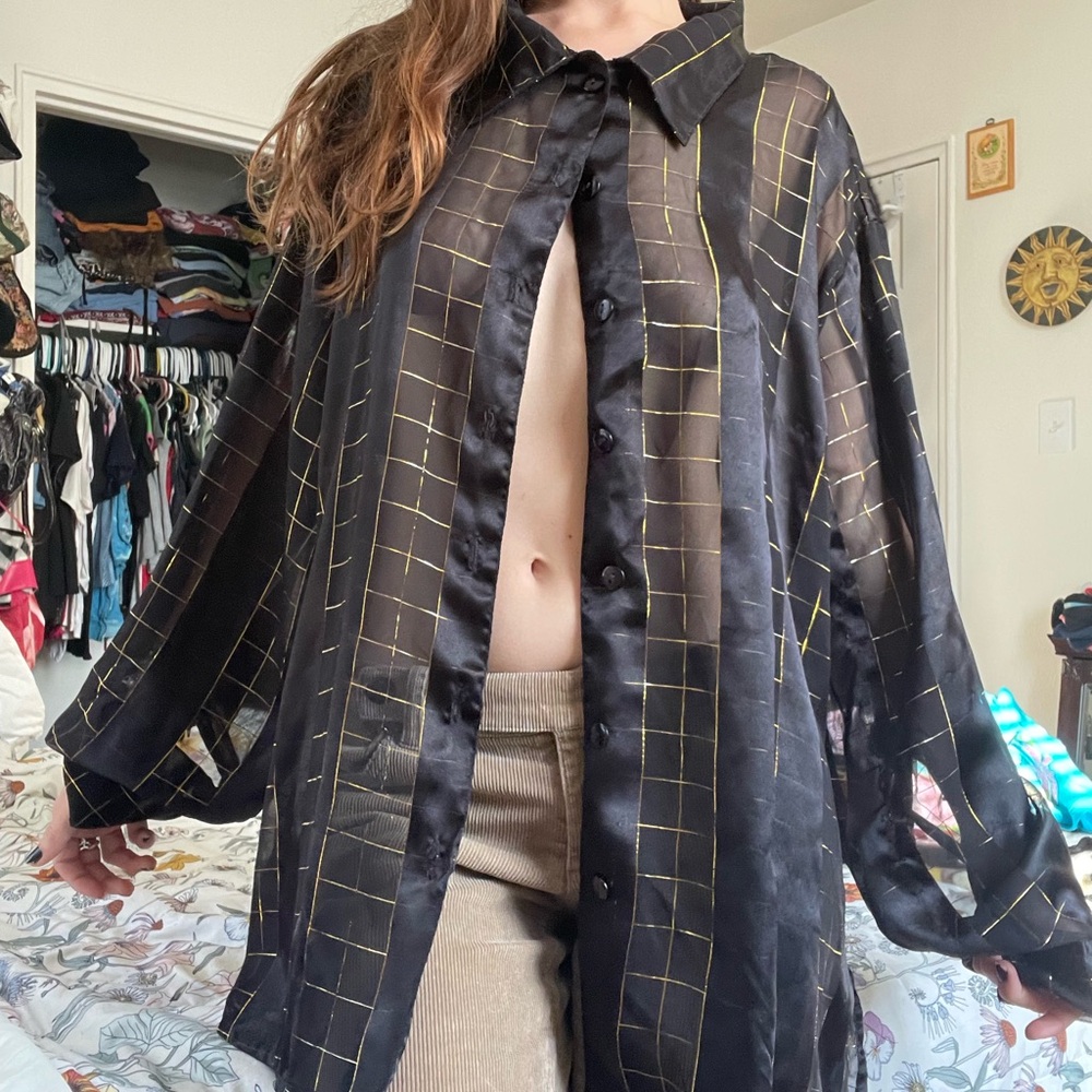 vintage sheer button up blouse
